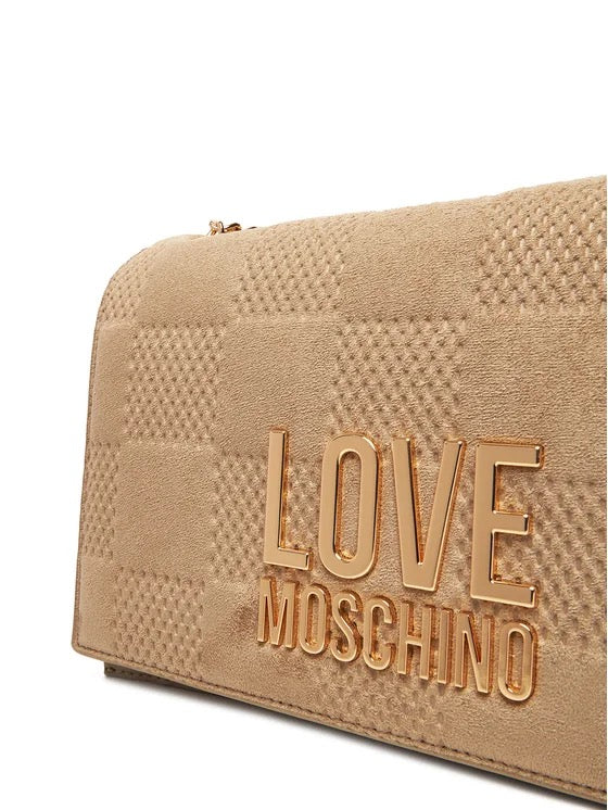Borsa Love Moschino JC4122 Flap Bag a spalla Pu Velour Sabbia
