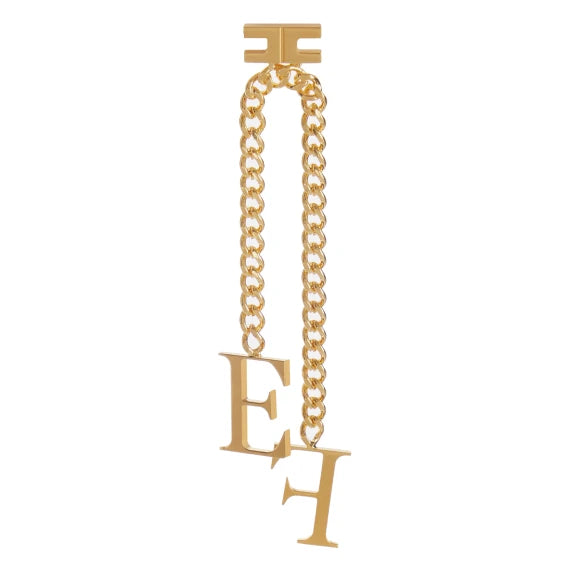 Orecchini Elisabetta Franchi OR17A56E2 con catena pendente e logo