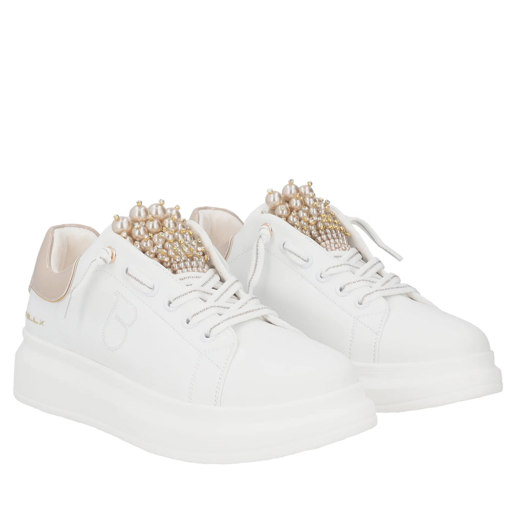 Sneaker Tosca Blu SF2501S007 slip-on Chic con perle colore bianco-beige