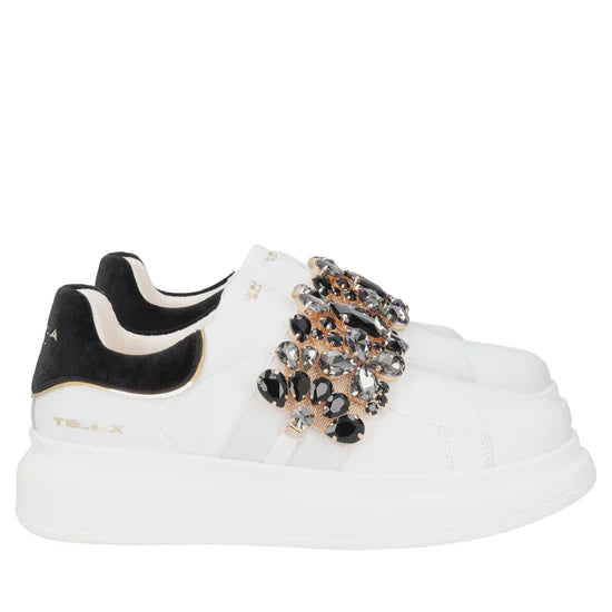 Sneaker Tosca Blu SF2501S011 slip-on Chic con fascia strass colore bianco-nero