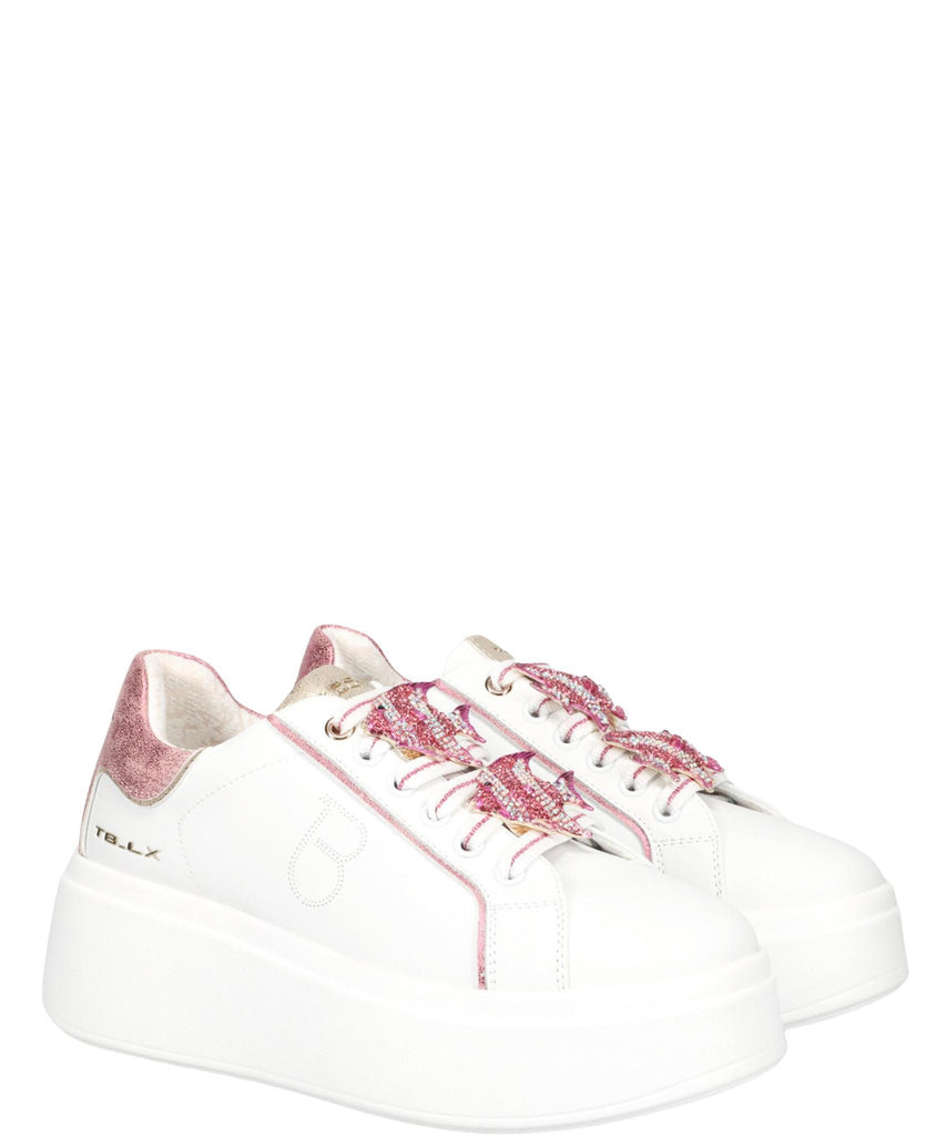 Sneaker Tosca Blu  Art SS2502S010 Elettra con accessorio gioiello colore bianco/fuxia