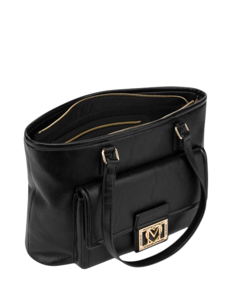 Borsa Love Moschino JC4087 Shopper logo metallico nera