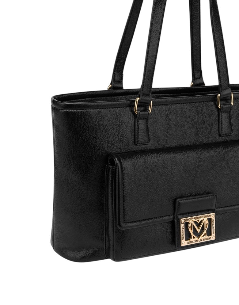 Borsa Love Moschino JC4087 Shopper logo metallico nera