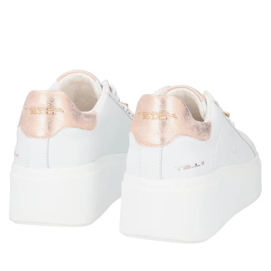 Sneaker Tosca Blu SS2502S011 Elettra con fiori in strass colore bianco/cipria