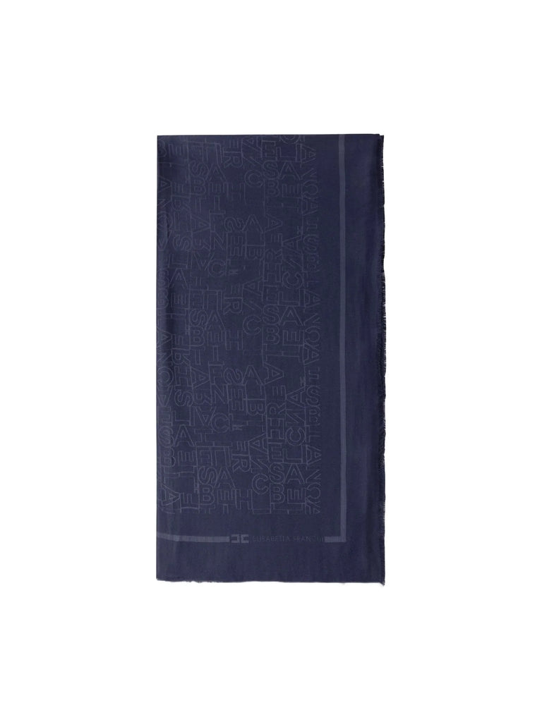 Pashmina Elisabetta Franchi SC02F46E2 quadrata in jacquard con lettering logo