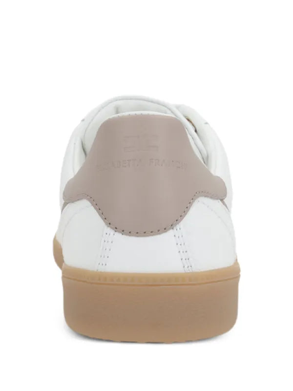 Sneaker Elisabetta Franchi SA50G51E2 in pelle e crosta con logo Avorio/greige