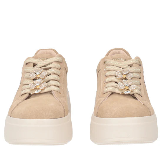 Sneaker Tosca Blu SF2502S025 Dazzling in suede con fiore gioiello colore beige