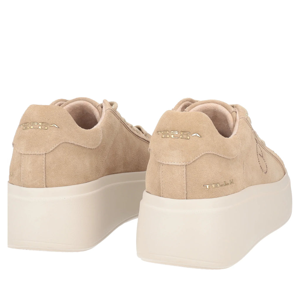Sneaker Tosca Blu SF2502S025 Dazzling in suede con fiore gioiello colore beige