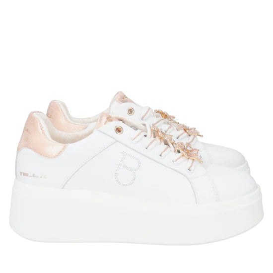Sneaker Tosca Blu SS2502S011 Elettra con fiori in strass colore bianco/cipria