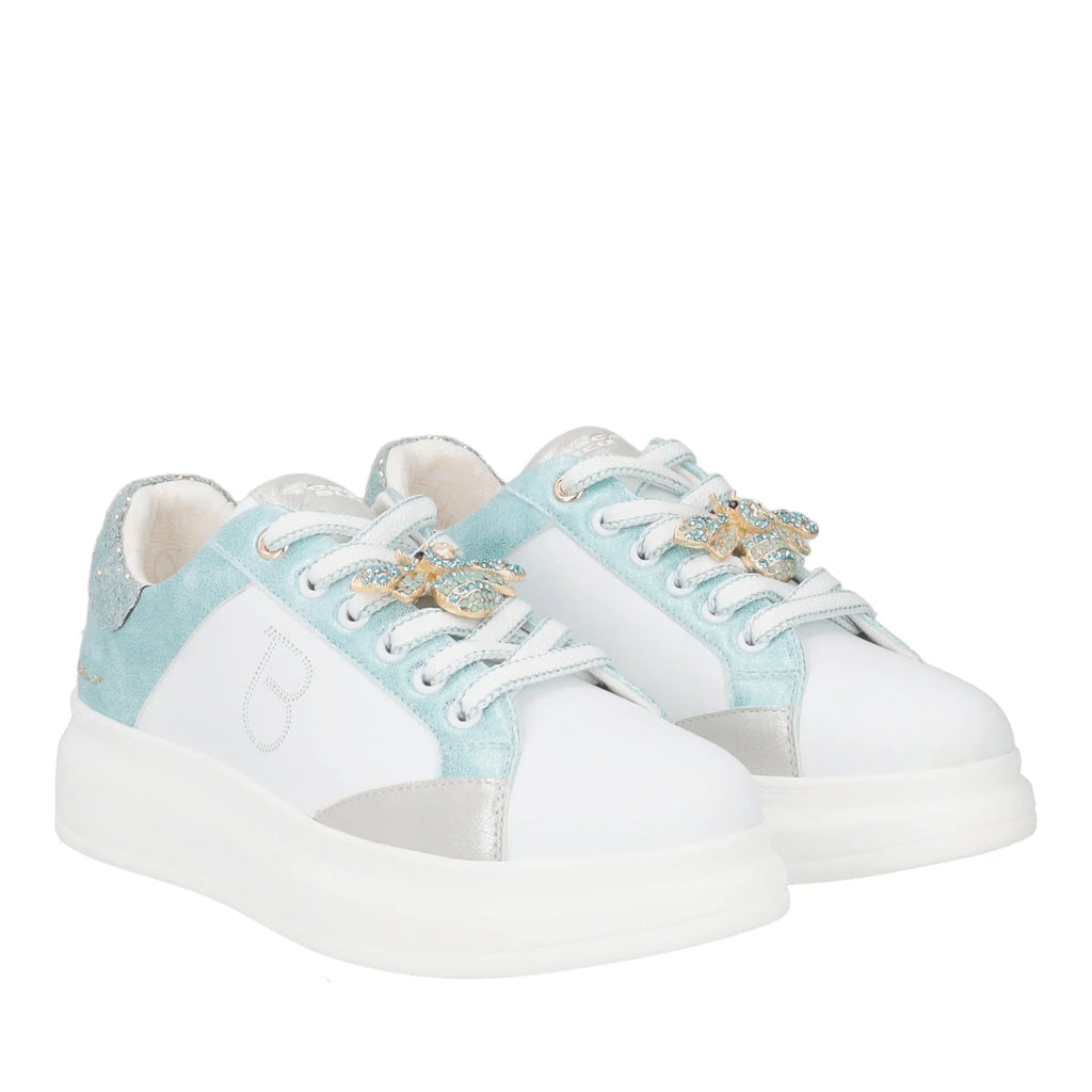 Sneaker Tosca Blu SS2501S004 Bellatrix in pelle con accessorio colore bianco/verdino
