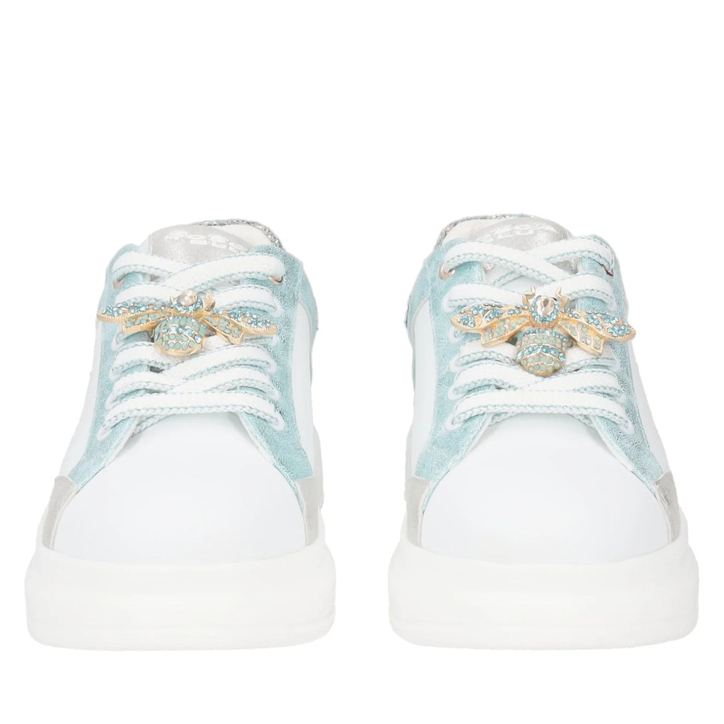 Sneaker Tosca Blu SS2501S004 Bellatrix in pelle con accessorio colore bianco/verdino