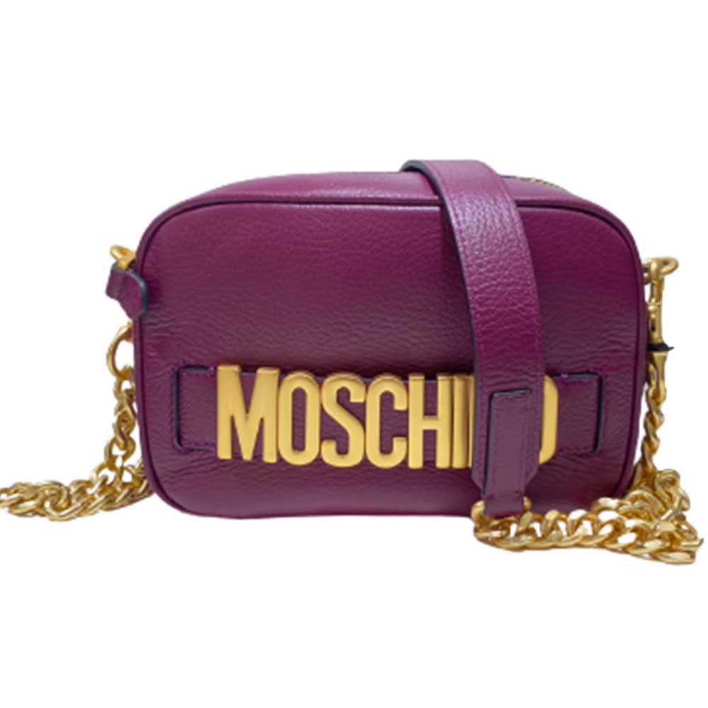 Borsa Moschino Couture art 7475 camera bag lettering logo borgogna