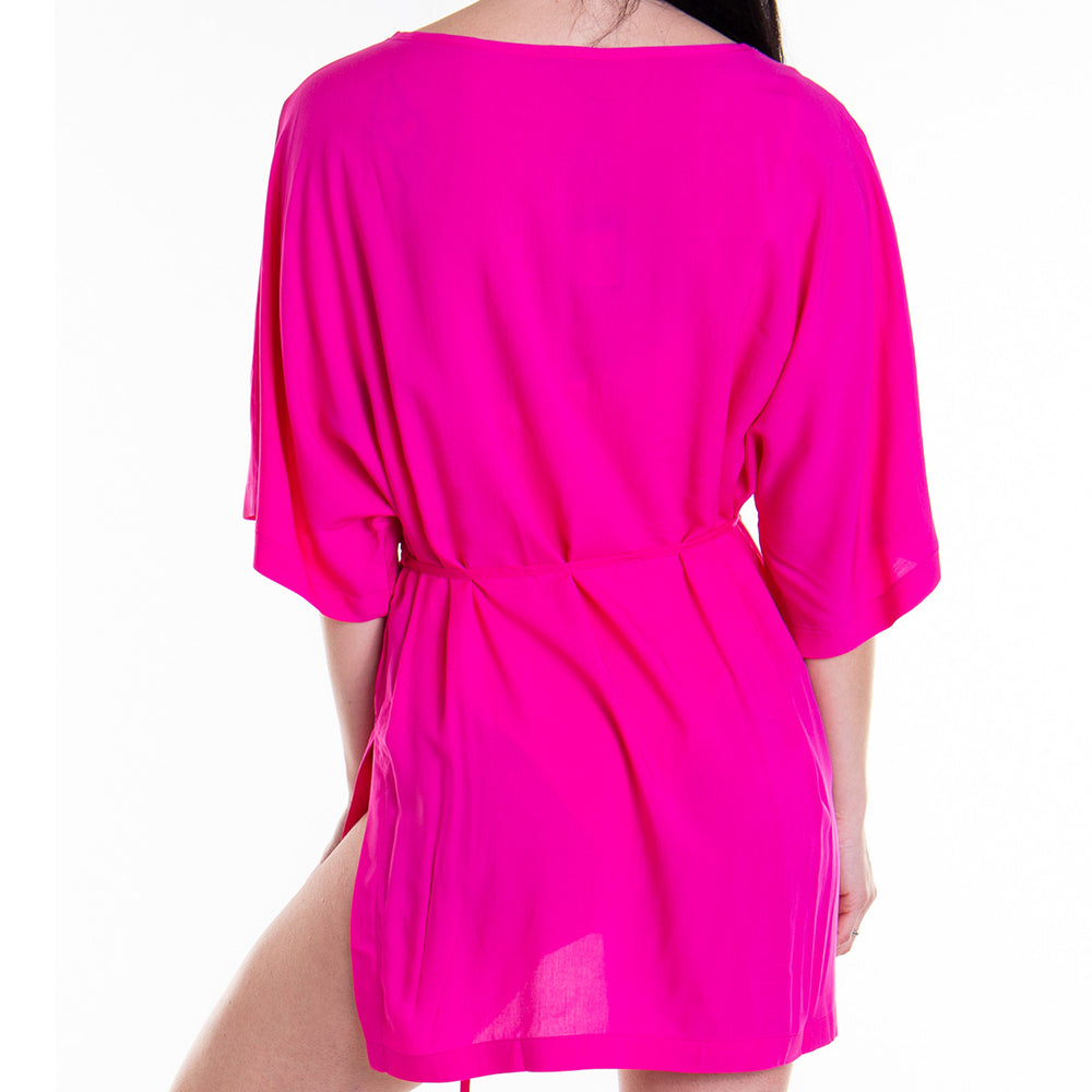 Maxi t-shirt DSQUARED2 fuxia logo bianco