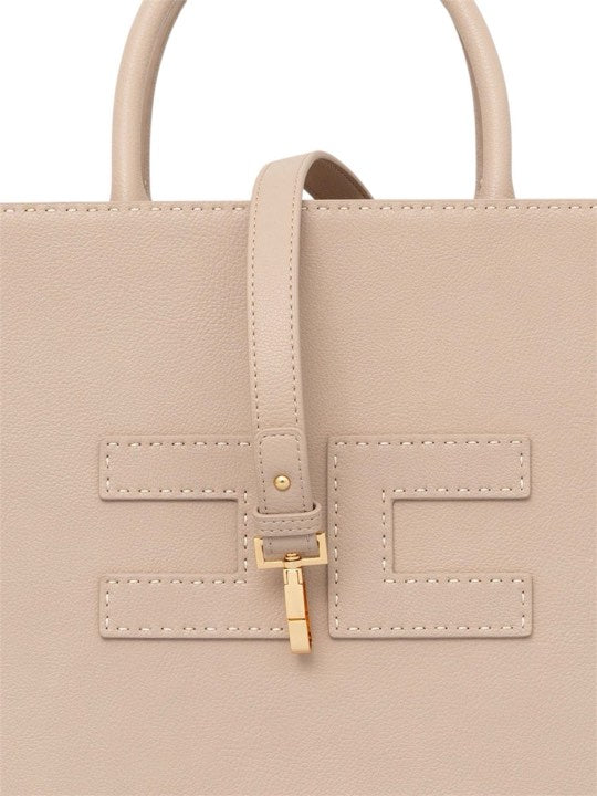 Borsa Elisabetta Franchi BS09A51E2 Tote media con impunture a contrasto GREIGE