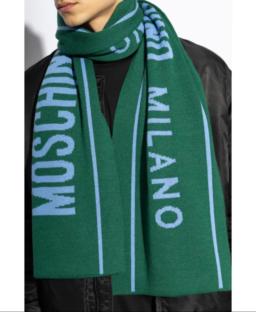 Sciarpa Moschino 50199 M5634 lana monocolore con logo grande
