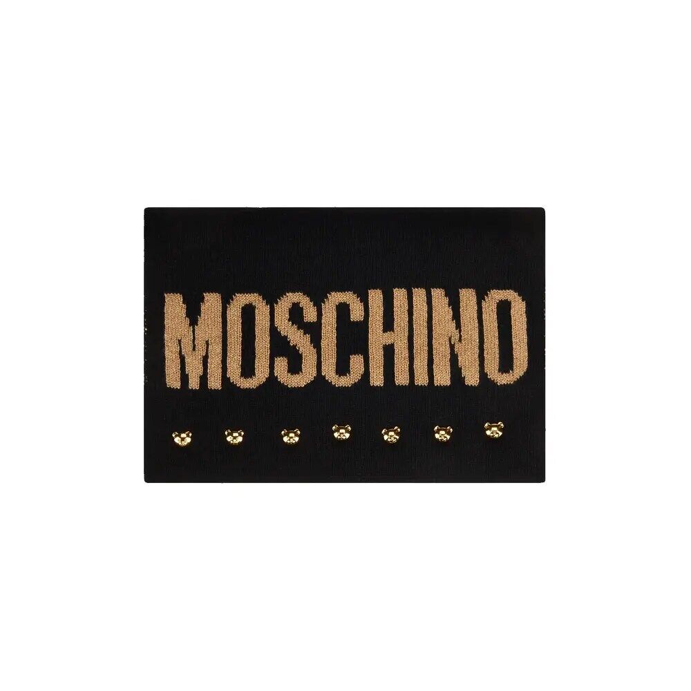 Sciarpa Moschino Art30782 M2961 nera logo teddy bear in metallo