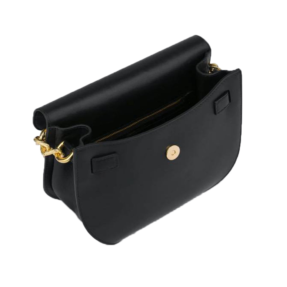 Borsa Moschino Couture art 7556 hobo bag in vitello nero logo lettering charms oro