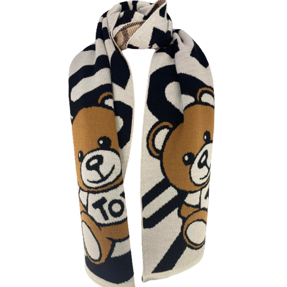 Sciarpa Moschino art 30685 fantasia logo con teddy centrale