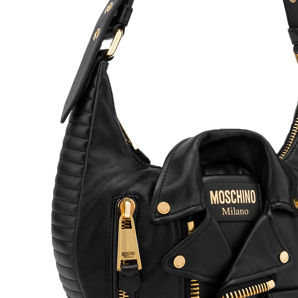 Borsa Moschino Couture art 7433 hobo bag biker in nappa nero