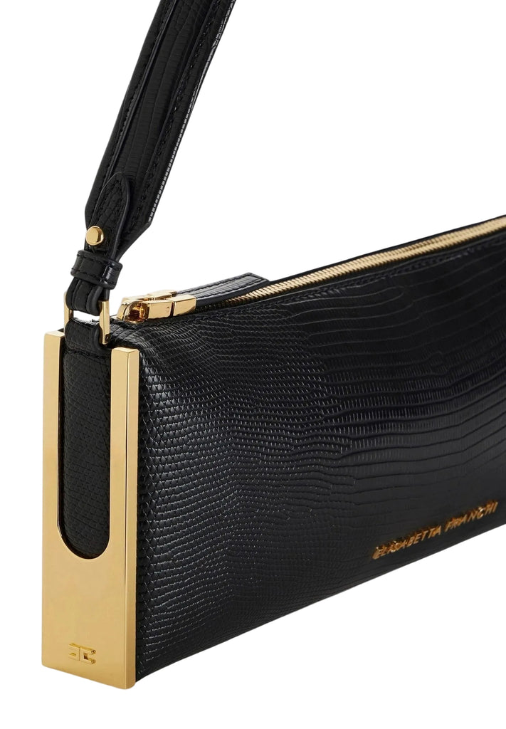 Borsa Elisabetta Franchi BS15A66E2 a spalla nera con stampa effetto lucertola