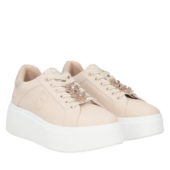 Sneaker Tosca Blu SS2502S014 Elettra con fiori in strass colore beige
