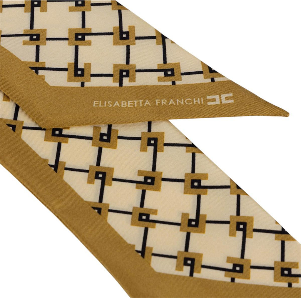 Foulard Elisabetta Franchi FO03F51E2 sottile in twill di seta stampa rombi