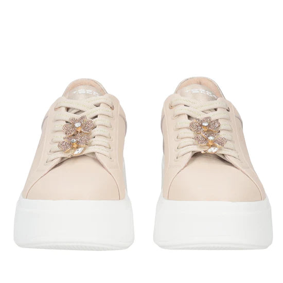 Sneaker Tosca Blu SS2502S014 Elettra con fiori in strass colore beige