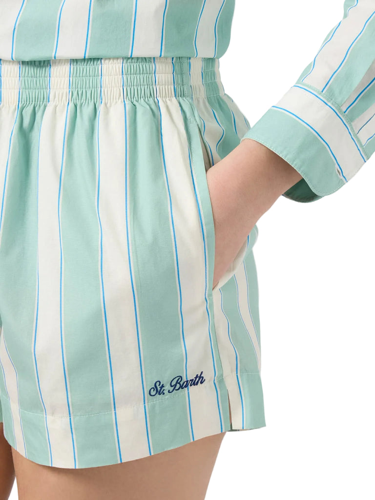 Shorts Saint Barth Meave In Cotone A Righe Con Ricamo Sport Club