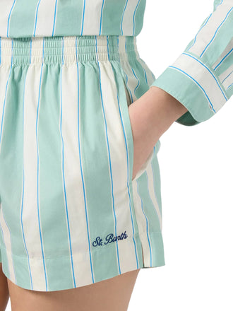 Shorts Saint Barth Meave In Cotone A Righe Con Ricamo Sport Club