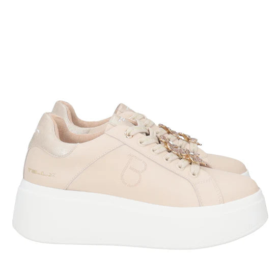 Sneaker Tosca Blu SS2502S014 Elettra con fiori in strass colore beige
