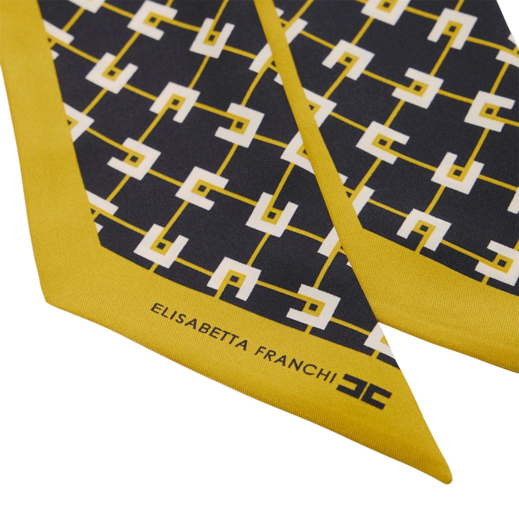 Foulard Elisabetta Franchi FO03F51E2 sottile in twill di seta stampa rombi