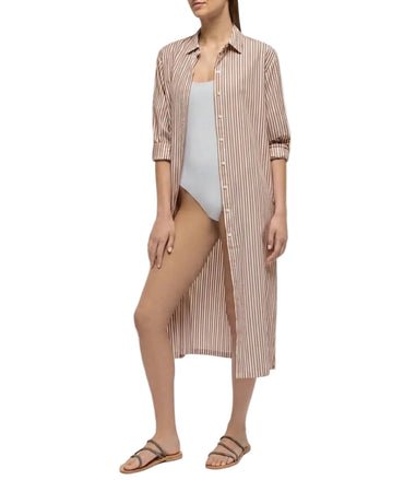 Abito Chemisier Saint Barth Maxi In Cotone Con Stampa A Righe Adeline
