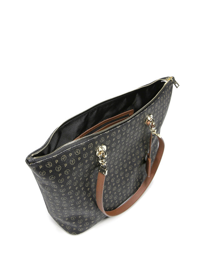Borsa Pollini TE8410 Shopping Bag Heritage Logo Classic Nero/marrone