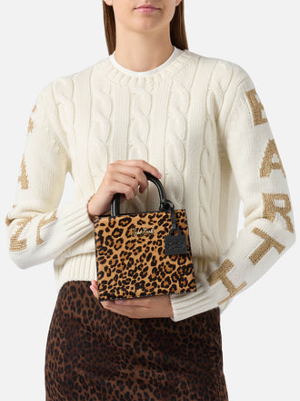 BORSA SAINT BARTH SHBM0002 00501L SHOP BAG MINI IN PELLE E CAVALLINO LEOPARDATO