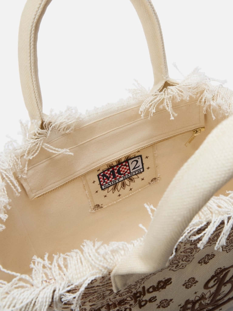 Borsa Mare Saint Barth Vanity In Canvas Con Bandana Beige VANI001 02565L