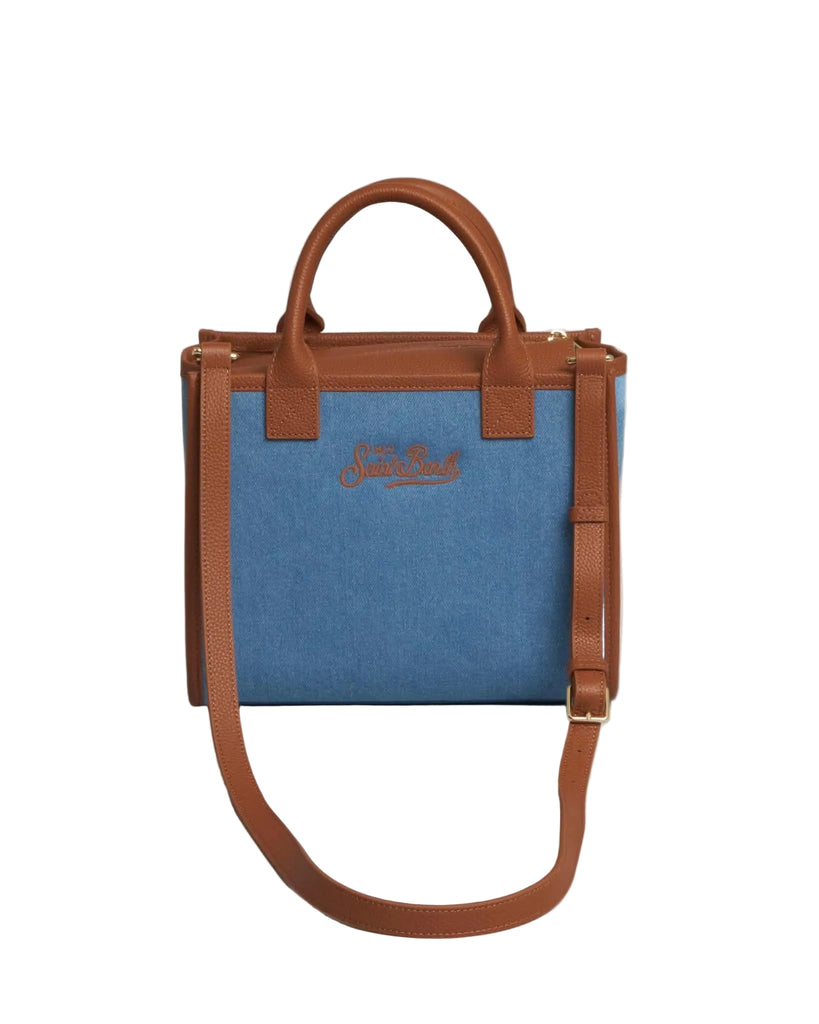 Borsa Saint Barth 01515 Vanity Bag mini denim grain leather