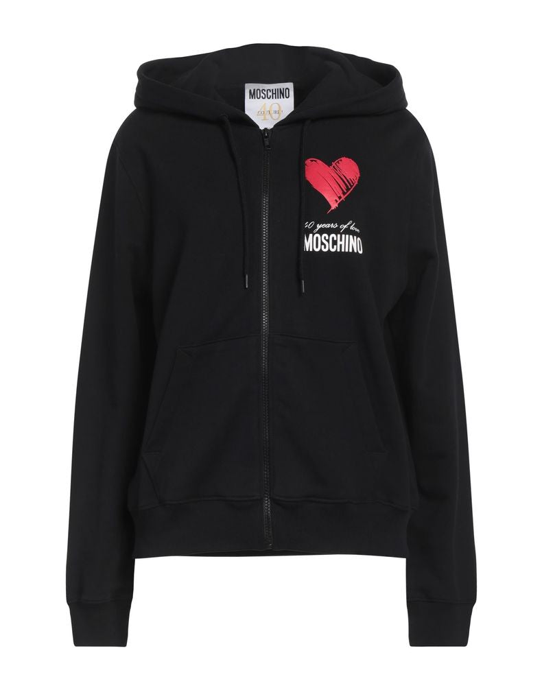 Felpa Moschino Con Zip Cuore E Logo 40 Years Of Love DA1704