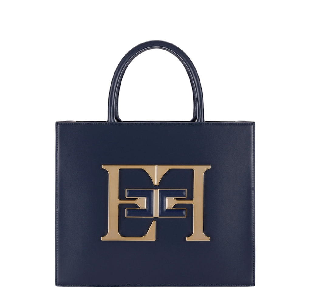 Borsa Elisabetta Franchi BS05A46E2 a mano media con logo Blu Navy