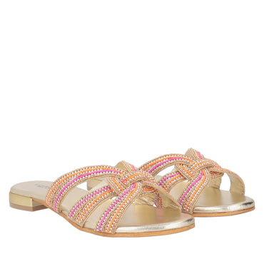 Ciabatte Tosca Blu SS2536S362 Rainbow con strass e perline colore oro