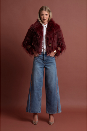 Giacca Santucci Eco-pelliccia Cropped Sfrangiata 52CPT512