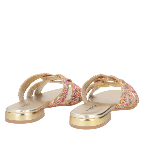 Ciabatte Tosca Blu SS2536S362 Rainbow con strass e perline colore oro