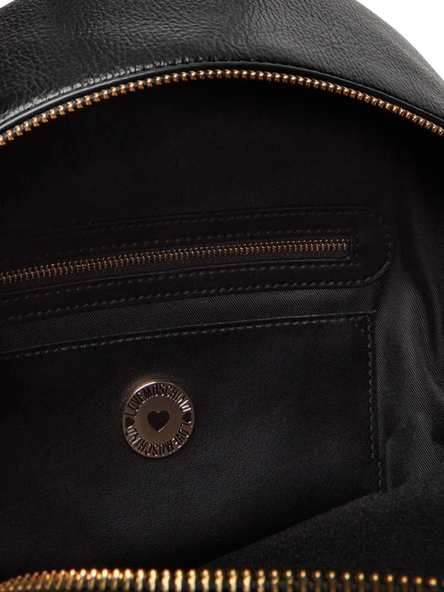 Zaino Love Moschino JC4091 Grain Nero logo piastra logata