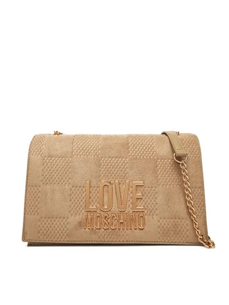 Borsa Love Moschino JC4122 Flap Bag a spalla Pu Velour Sabbia