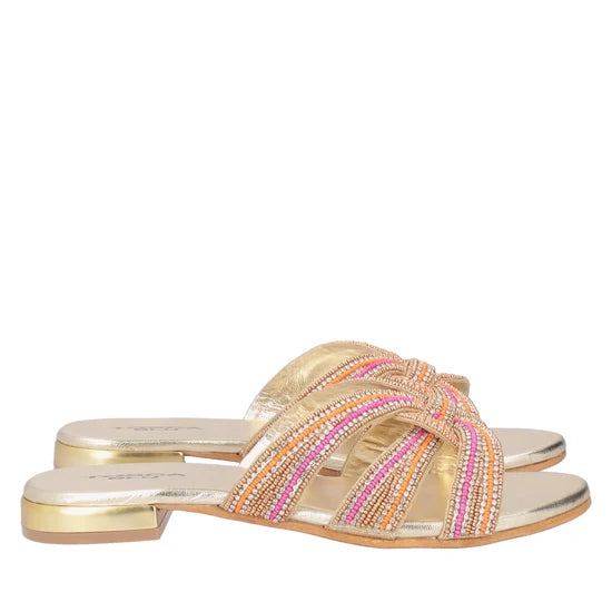 Ciabatte Tosca Blu SS2536S362 Rainbow con strass e perline colore oro