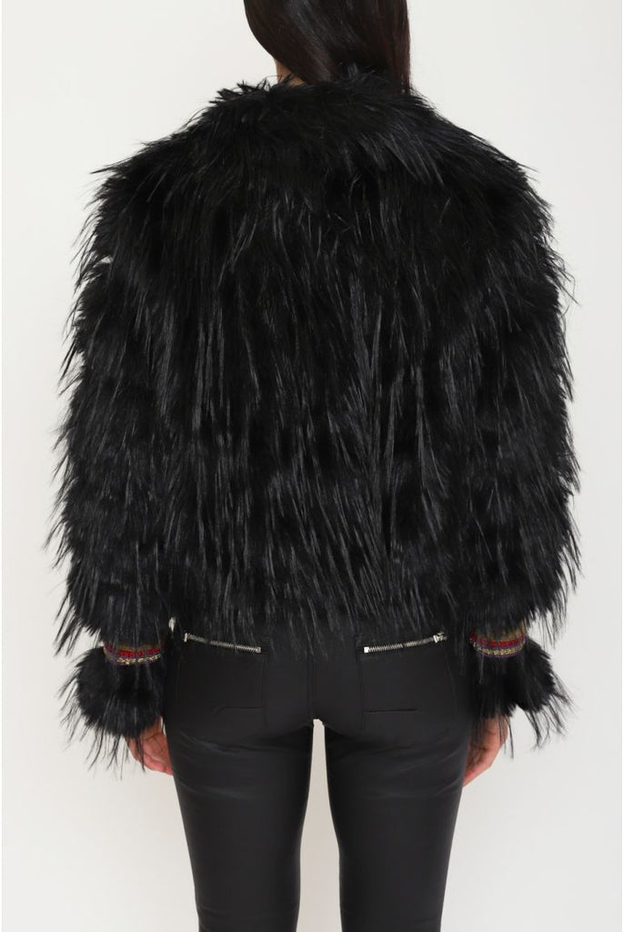Giacca Santucci Eco-pelliccia Cropped Sfrangiata 52CPT512