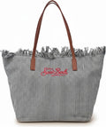 Borsa Saint Barth city bag fringe big micro stripes nero/bianco CBF0001 01769L