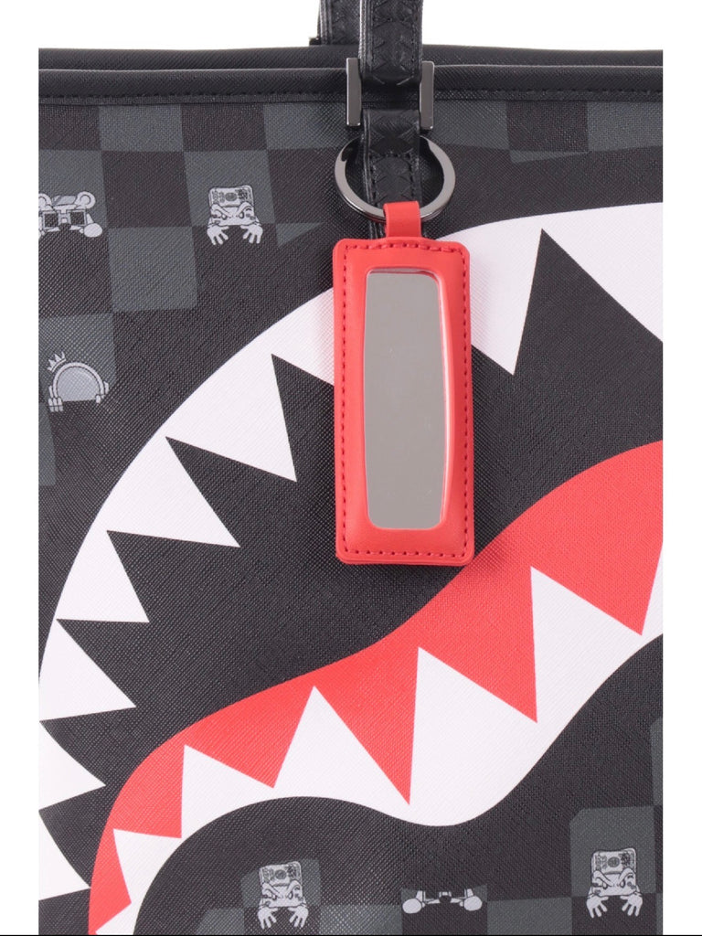 BORSA SPRAYGROUND 8916 GRAY PEEKING CHRACTER CHECK TOTE BAG