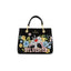 Borsa Braccialini Beth Bloom LT320 Gatto Silvestro Tote Medium in suede nero
