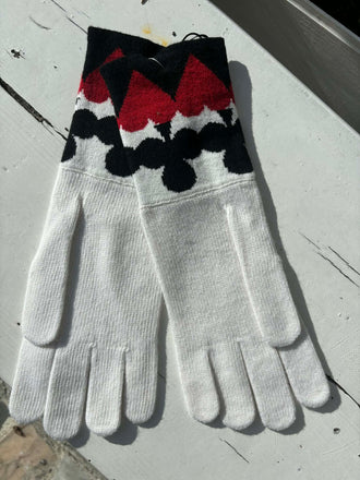 Guanti Moschino 65183 Bianco con cuori e fiori