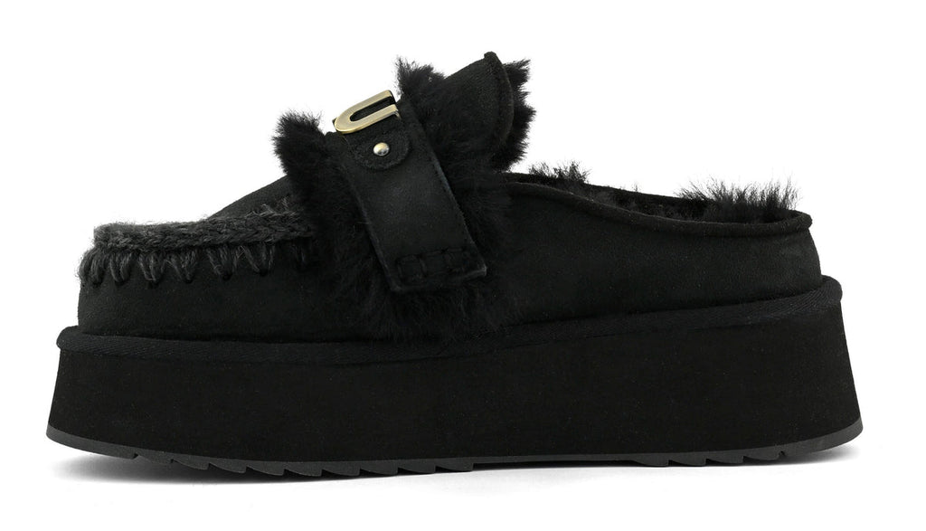 Scarpe MOU Platform clog with strap logo BKBK MU.FW681006A Black